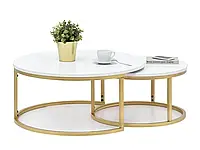Элегантный круглый стол kodia glamour white на золотой стальной ножке