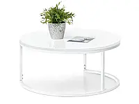 Современный круглый журнальный столик kodia xl, белый глянцевый для дивана