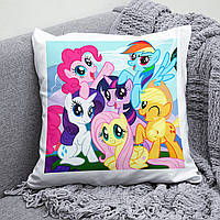 Плюшевая подушка с принтом  Май Литл Пони My Little Pony квадрат 35х35 см белая