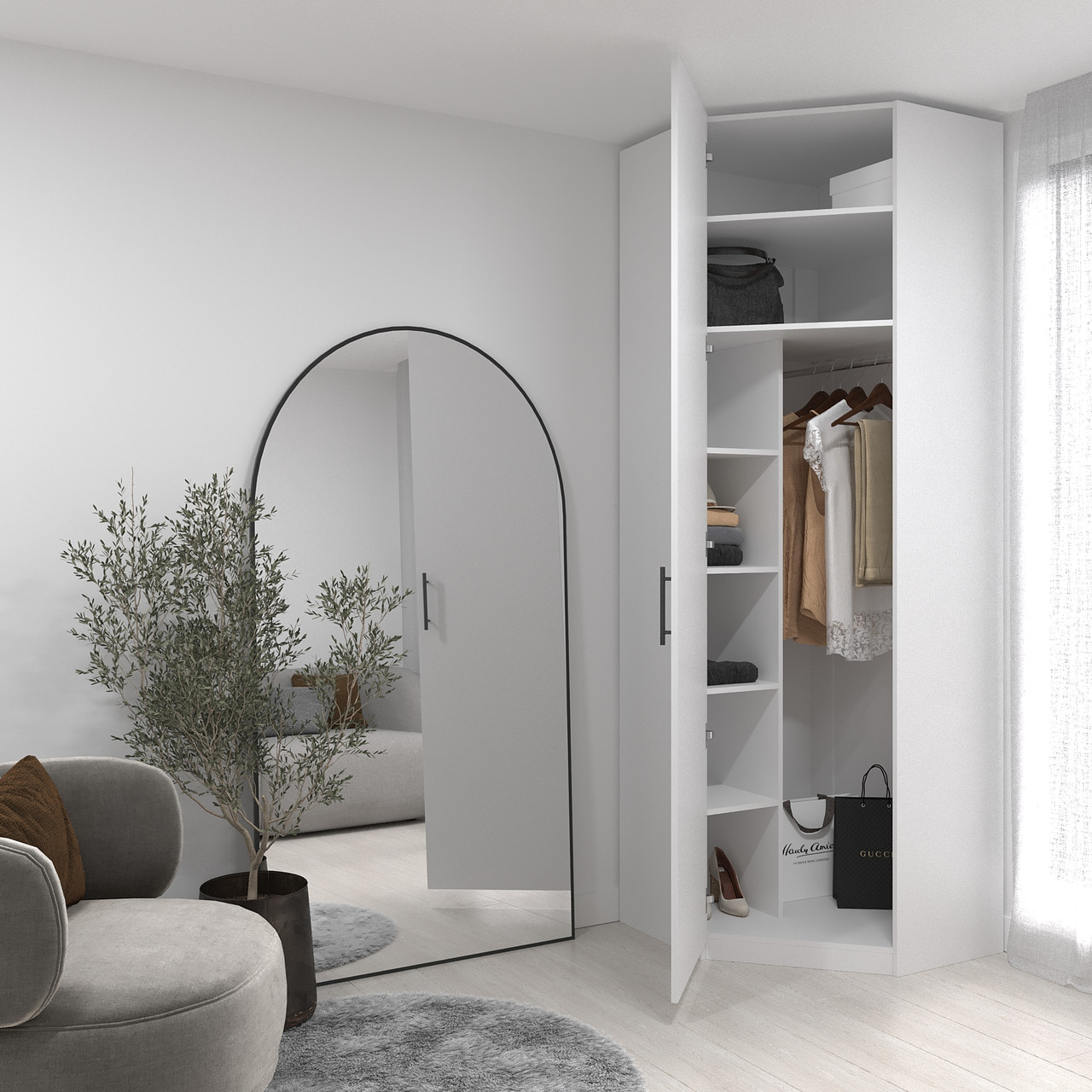 Шафа Кутова 2400х800х800 мм Білий Аляска, фото 1