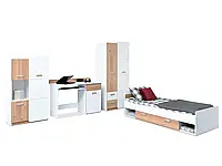 Codi 4 мебельный комплект белый дуб с кроватью, столом и шкафом для молодежной комнаты