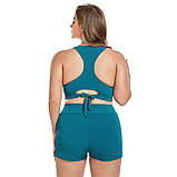 Купальник жіночий спортивний з шортами і топом блакитний бірюзовий великого розміру, фото 5
