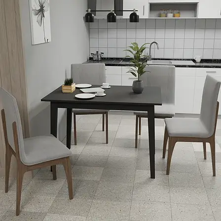 Стіл обідній Браво Neman, колір чорний стільниця + ноги чорні, фото 1