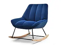 Комфортное кресло-качалка berta, темно-синий, обивка велюр, бук-качалка