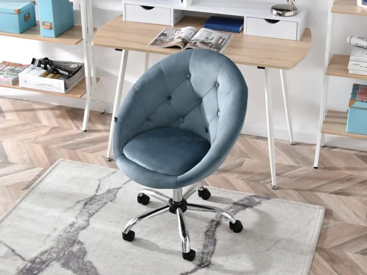 Комфортный стол для гостиной 4 синий кресло из бархата на хромированной основе - фото 5 - id-p2107609611