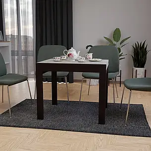 Стіл слайдер обідній для маленької кухні КОРС міні Neman, колір бетон + ніжки венге, фото 1