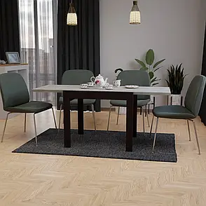 Стіл слайдер обідній для маленької кухні КОРС міні Neman, колір бетон + ніжки венге, фото 3