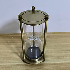 Годинник пісочний у металевому корпусі колір бронза 60 хв 21х8 см (чорний пісок)