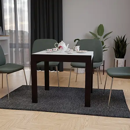 Стіл- слайдер обідній КОРС Neman, колір білий стільниця +венге  ноги, фото 1