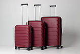 Валіза середня M поліпропілен бордо 66х44х26+5/77л/3.7кг/Snowbal 33603, фото 10