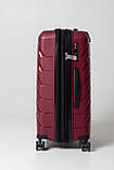 Валіза середня M поліпропілен бордо 66х44х26+5/77л/3.7кг/Snowbal 33603, фото 3