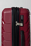 Валіза середня M поліпропілен бордо 66х44х26+5/77л/3.7кг/Snowbal 33603, фото 6