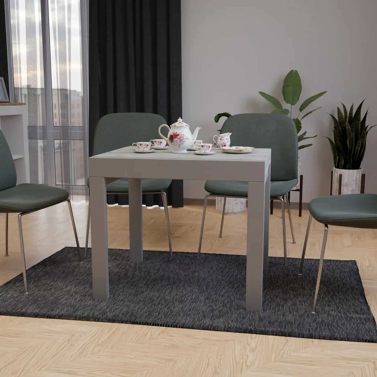 Стіл - слайдер обідній КОРС Neman, колір    бетон  + ноги сірі