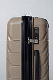 Валіза ручна поклажа поліпропілен шампань 55х36х20+5/43л/2.9кг/Snowbal, фото 5