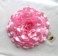 Брошь большой цветок из ткани ручной работы "Розовая гвоздика"