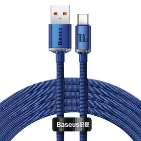 Кабель Baseus Crystal Shine Series Cable USB to Type-C 100W (2m) швидка зарядка 2 м 100 Вт CAJY000501 Синій