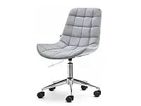 Маленький офисный стул elior серый из стеганого велюра на хромированной ножке с колесами