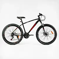 Велосипед Спортивний CORSO «G-SPORT» 26" дюймов G-26124 рама алюмінієва 13``, обладнання Shimano 21 швидкість,