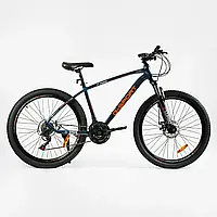 Велосипед Спортивний CORSO «G-SPORT» 26" дюймов G-26168 рама алюмінієва 13``, обладнання Shimano 21 швидкість,