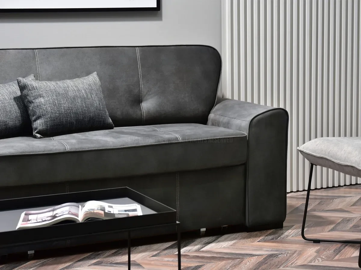 Элегантный маленький отдельно стоящий линографитовый диван для спания с контейнером для постельных - фото 6 - id-p2107617033