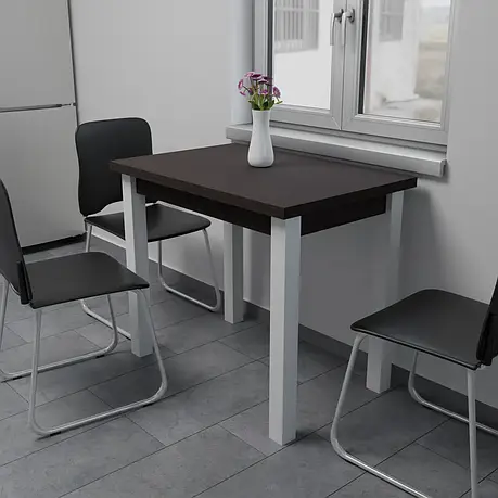 Стіл обідній розкладний Neman ЮК, колір антрацит / білий, фото 1