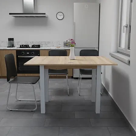 Стіл обідній розкладний Neman ЮК, колір сонома / білий, фото 2