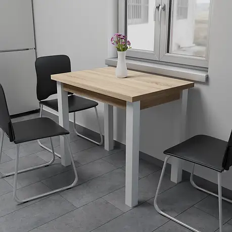 Стіл обідній розкладний Neman ЮК, колір сонома / білий, фото 1