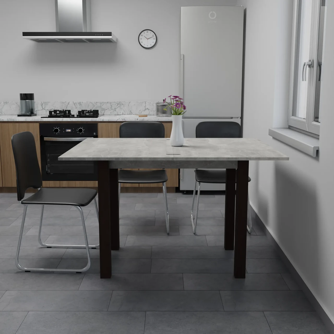 Стіл обідній розкладний Neman ЮК, колір  Бетон/Венге