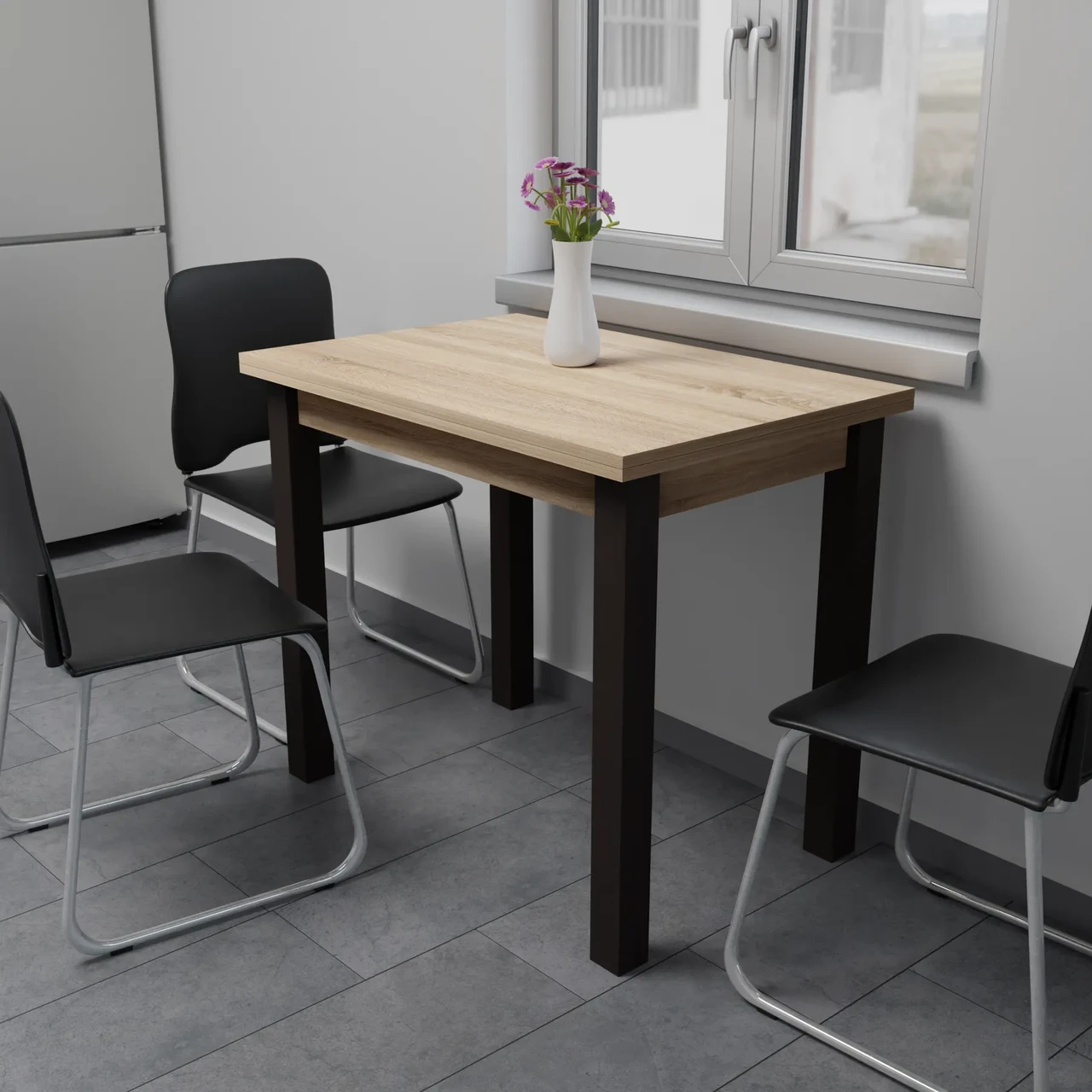 Стіл обідній розкладний Neman ЮК, колір дуб сонома венге