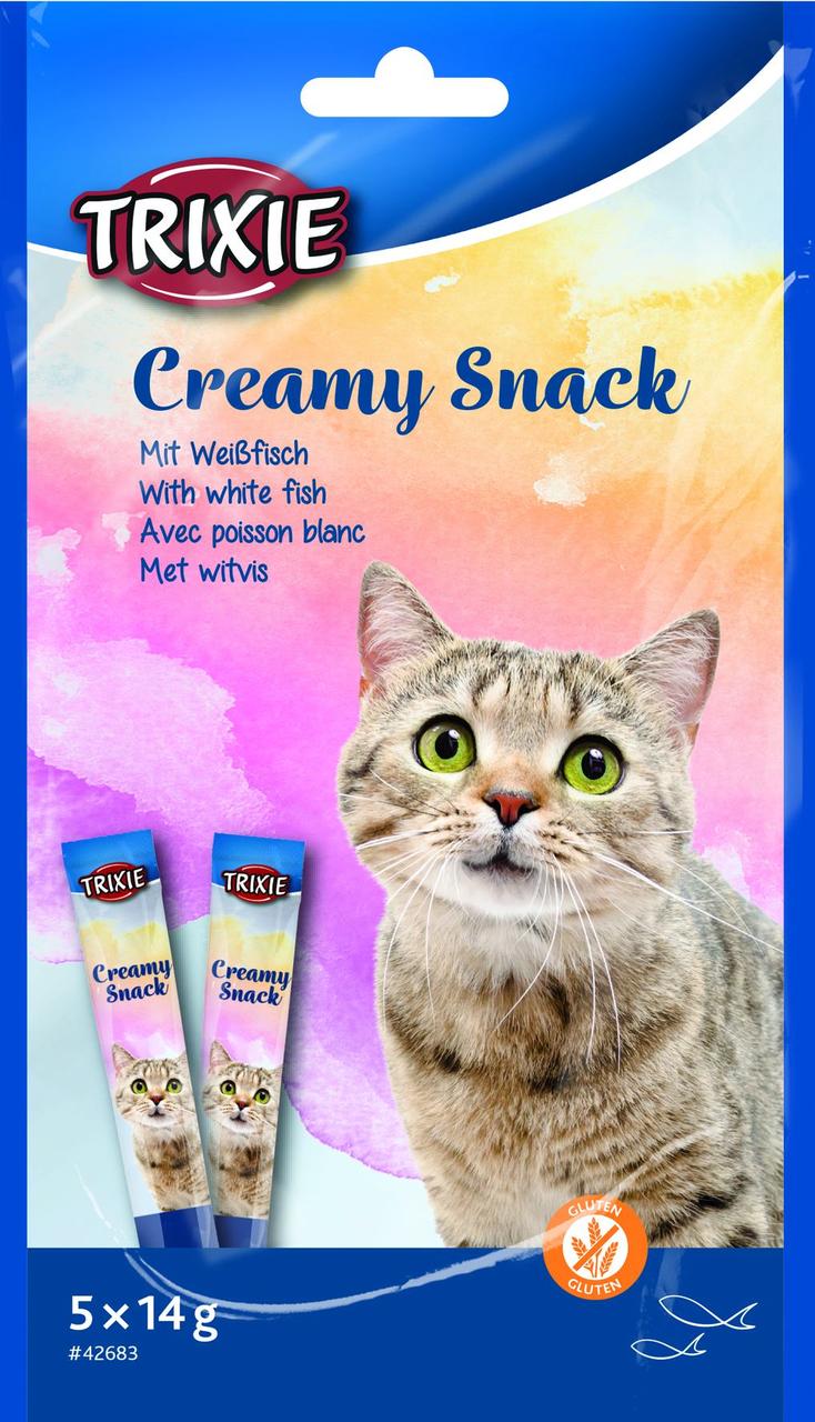 Ласощі для котів Trixie Creamy Snacks рідкі кремові снеки з рибою 5 шт 14 г