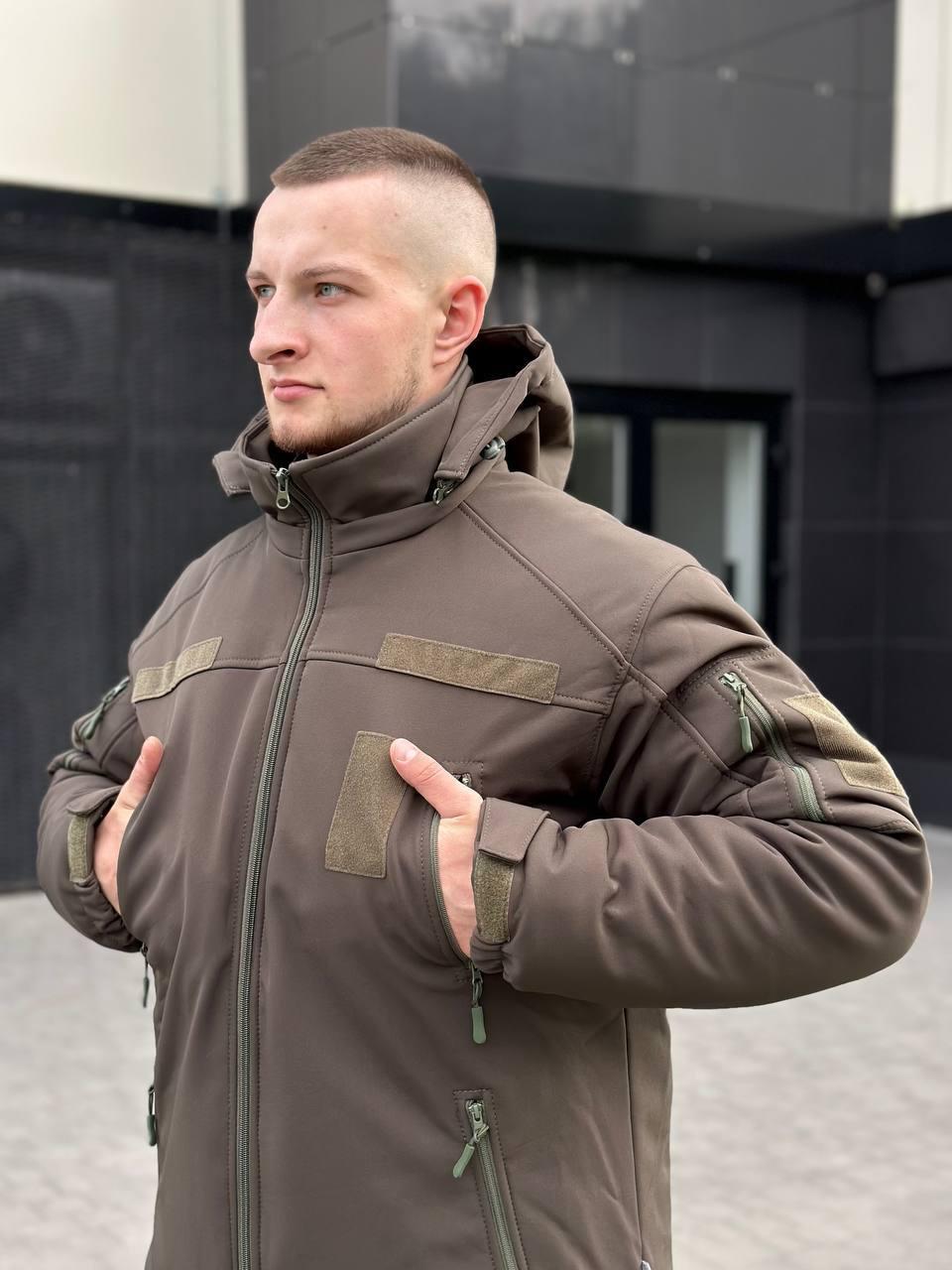 Тактическая куртка олива зимняя Omni-Heat SoftShell, Военная куртка влагостойка мужская софт шейл хаки 50 аmu - фото 4 - id-p2107668808