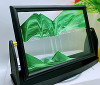 Картина антистресс Движущийся песок Песчаный пейзаж 3D - Зеленый