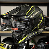 Кросовий мотошолом ендуро мотард чорно-зелений мат, фото 2