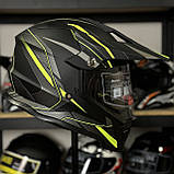 Кросовий мотошолом ендуро мотард чорно-зелений мат, фото 4