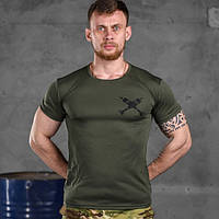 Мужская футболка с коротким рукавом Odin coolmax олива, военная потоотводная футболка с принтом L