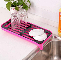Сушилка для посуды и фруктов со сливным носиком цвет розовый.