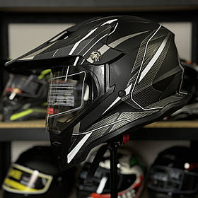 Кросовий мотошолом ендуро мотард сірий мат