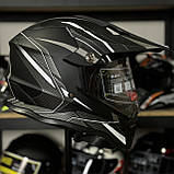 Кросовий мотошолом ендуро мотард сірий мат, фото 4