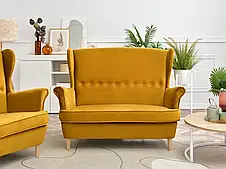 Двомісний диван malmo honey з бархати на високих букових ніжках
