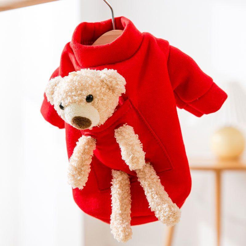 Светр з ведмедем у кишені для котів Pet Style "Тедді" Червоний XS
