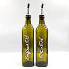 Набір скляних пляшок для олії та оцту з дерев'яною підставкою 2 шт. 750 мл (англ.), фото 4