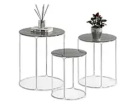 Практический набор из 3-х круглых столиков bellari, серый мрамор - хром
