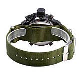 Наручний чоловічий годинник Amst 3003 black-green, чорний із зеленим нейлоновим ремінцем кварцовим, механізм Miyota, фото 4