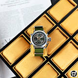 Наручний чоловічий годинник Amst 3003 black-green, чорний із зеленим нейлоновим ремінцем кварцовим, механізм Miyota, фото 10