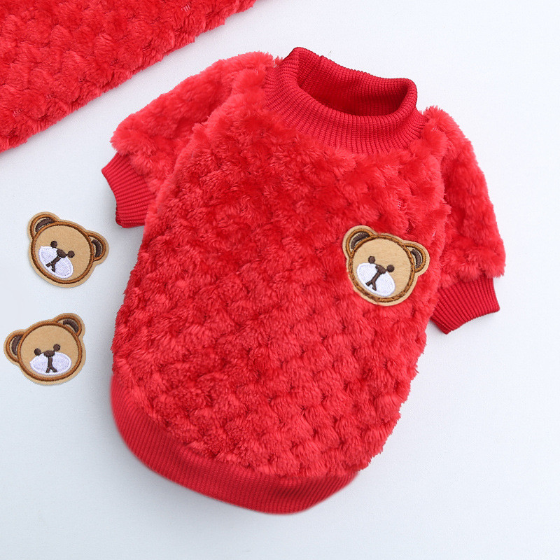 В'язаний махровий светр для котів Pet Style "Ведмедик" Червоний XS