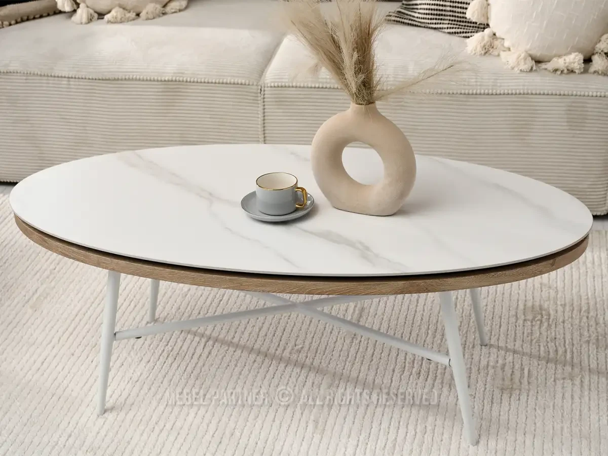 Sonoma tavolo белый мраморный стол на белой основе для гостиной - фото 5 - id-p2107618545