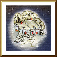 Набор для вышивки крестиком на канве с фоновым изображением Снежный домик