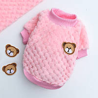 Вязаный махровый свитер для котов и кошек Pet Style "Мишка" Розовый
