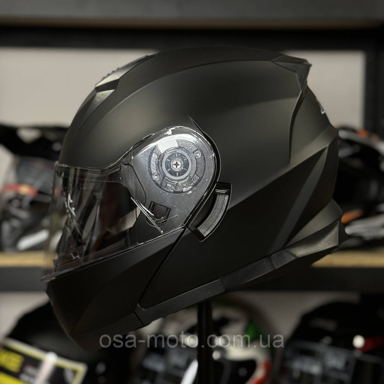 Мотошолом транформер модуляр із сонцезахисними окулярами чорний матовий, фото 1