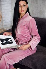 Жіноча піжама велюрова домашній костюм р.S,M,L,XL сорочка та штани, фото 2